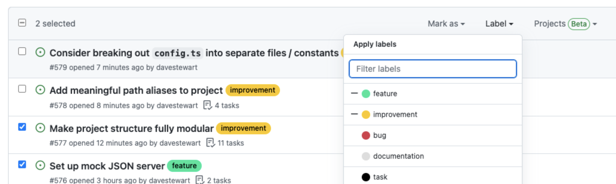Projects (beta): Make it easier to add issues / convert existing ...