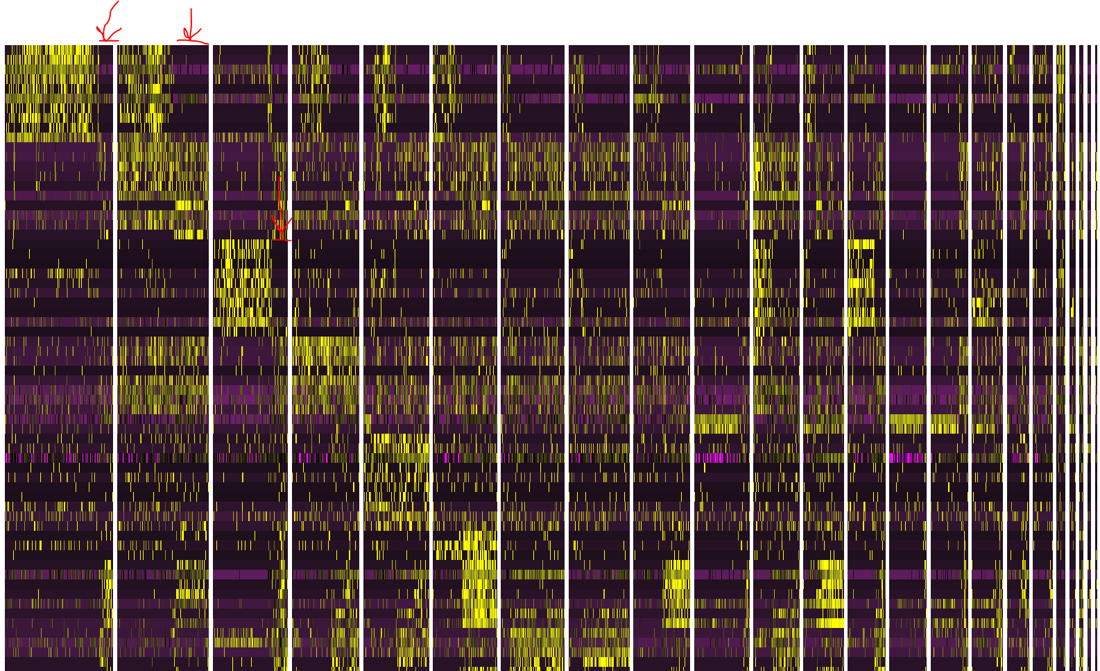 Waterfall effect in HeatMap? · Issue #465 · satijalab/seurat · GitHub