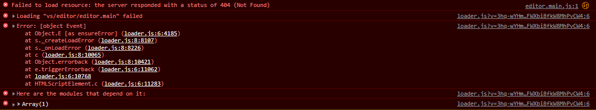 Monaco Editor does not work when OC is hosted on a virtual application ...
