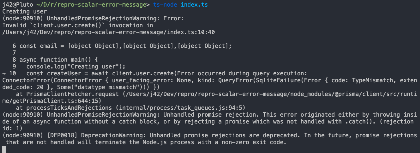 Error messages and DX with SQlite · Issue #2295 · prisma/prisma · GitHub