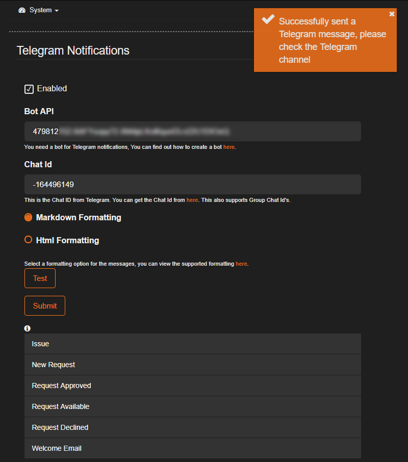 Telegram notification "Not Found" and "Internal Server Error" · Issue ...