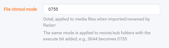 Must Contain A Valid Unix Permissions Octal When Changing Permissions Issue 4968 Radarr Radarr Github