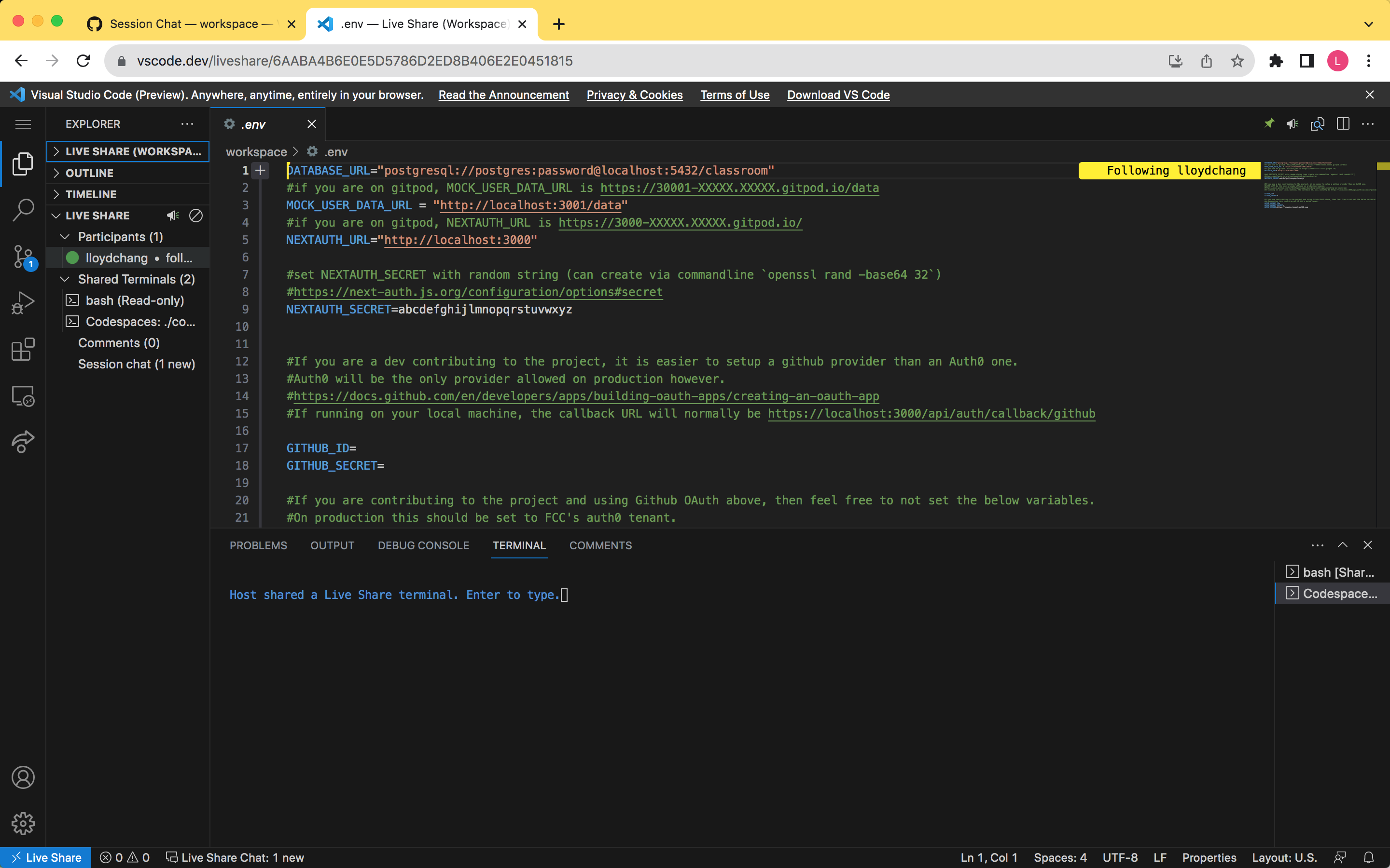 Add Visual Studio Code Live Share extension to GitHub CodeSpaces ...