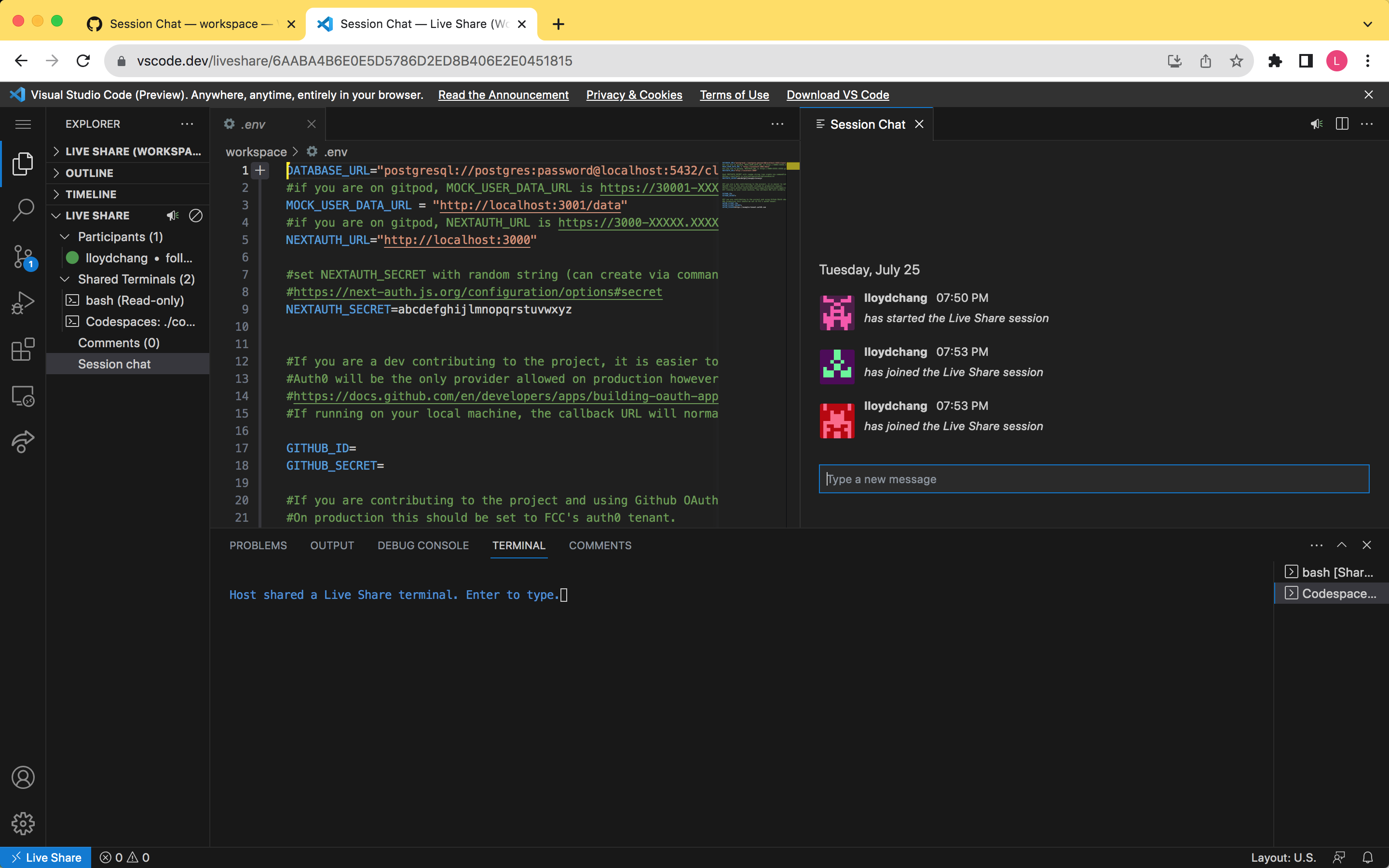 Add Visual Studio Code Live Share extension to GitHub CodeSpaces ...