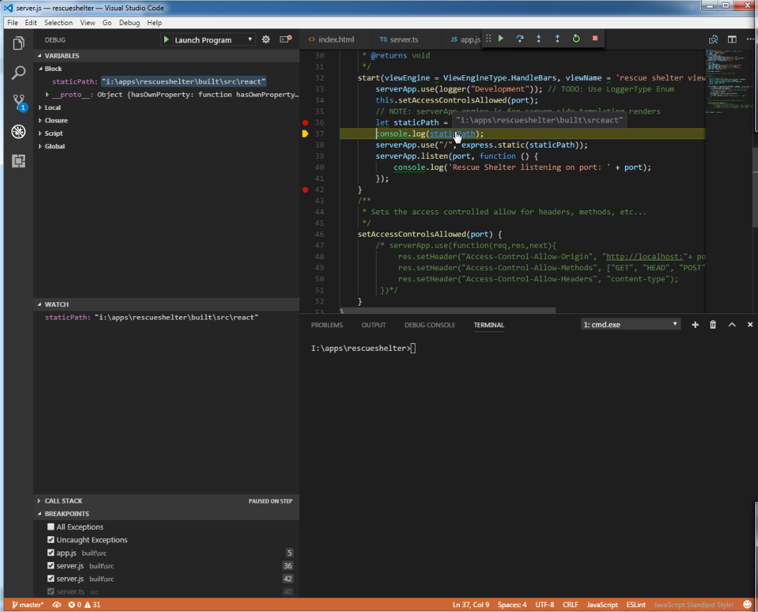 Expect value for staticPath different than expected in Debug Panel ...