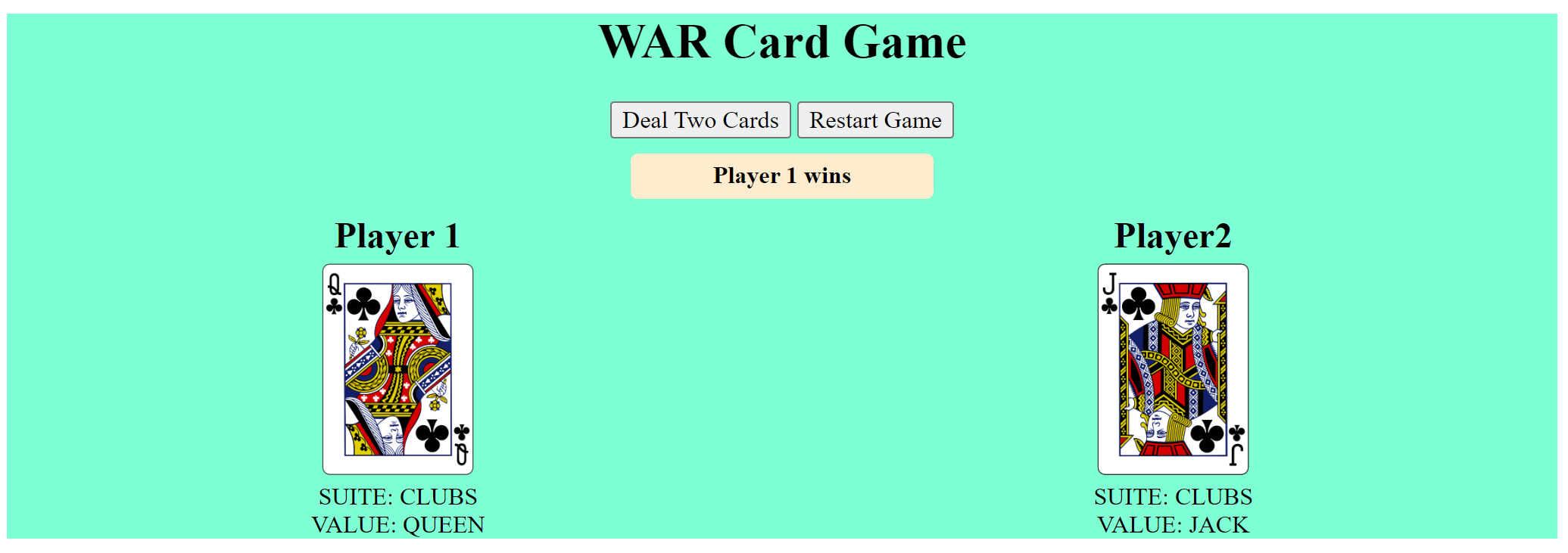 GitHub - PEvansik/WAR: A virtual 2 player card game Web App built using ...