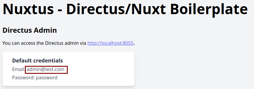 Directus Credencials not working · Issue #1 · nuxtus/nuxtus · GitHub