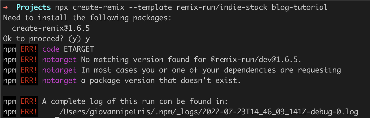 Can't create a new remix app · Issue #3822 · remix-run/remix · GitHub