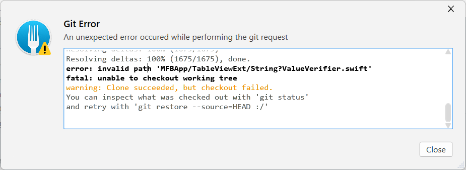 Fail to open repository with invalid characters · Issue #1539 · fork ...