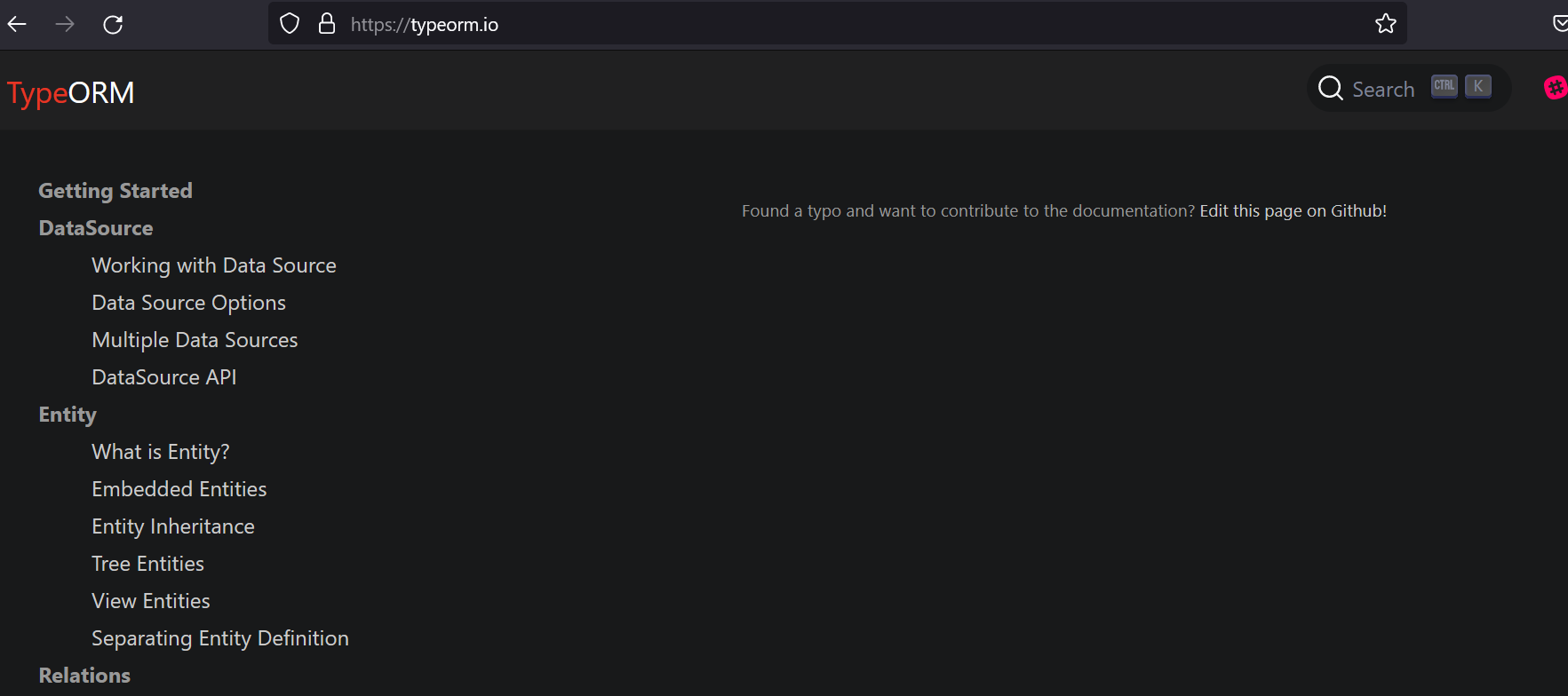 [DOCS]: Unable to see documentation on website · Issue #9608 · typeorm ...