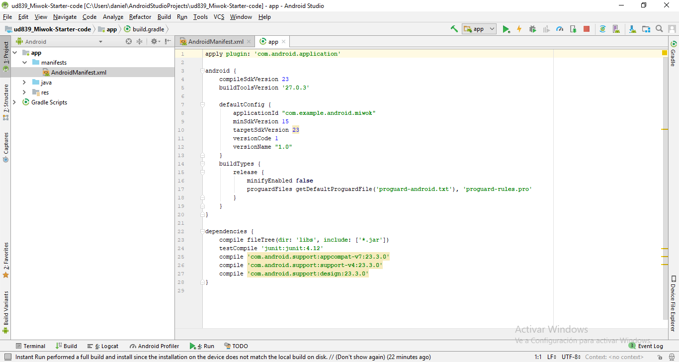 All screens in the AndroidManifest show that they are not assignable to ...