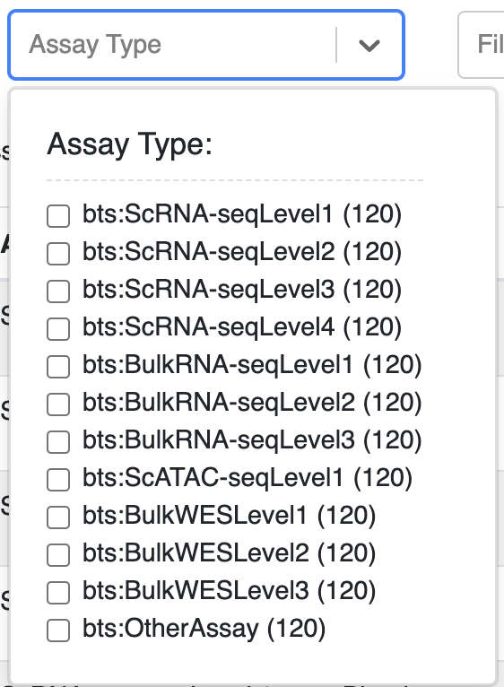 Assay Type Filter Changes · Issue #89 · ncihtan/htan-portal · GitHub