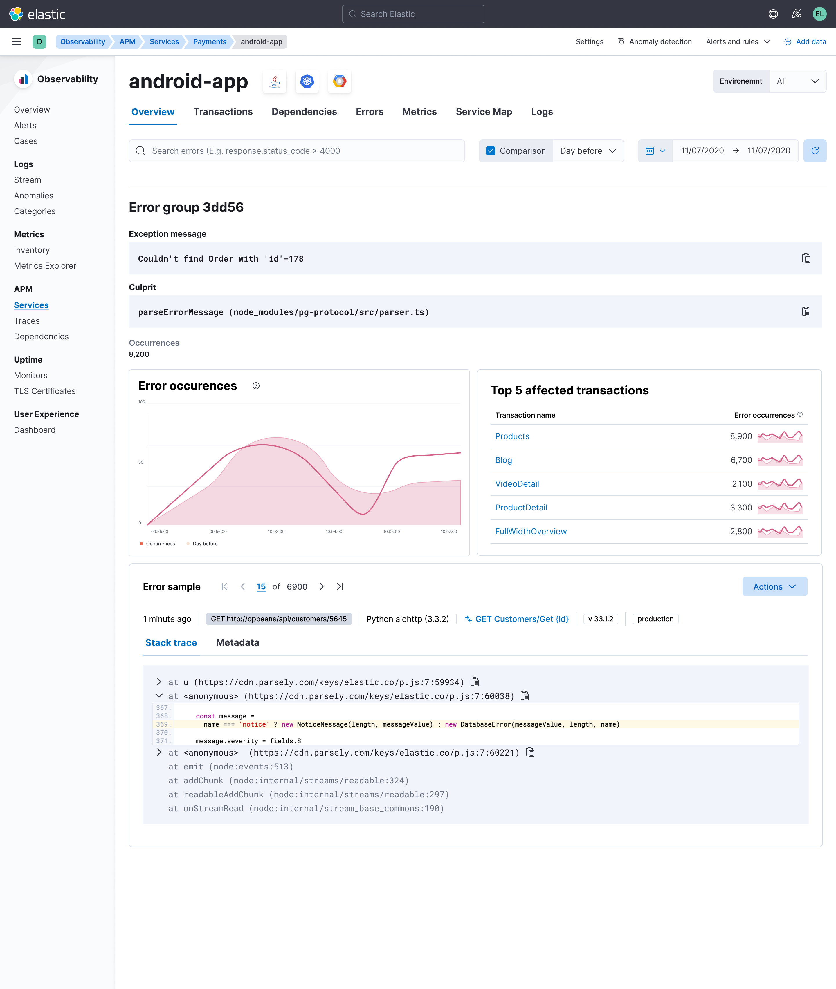 [APM] Error sampler · Issue #146975 · elastic/kibana · GitHub