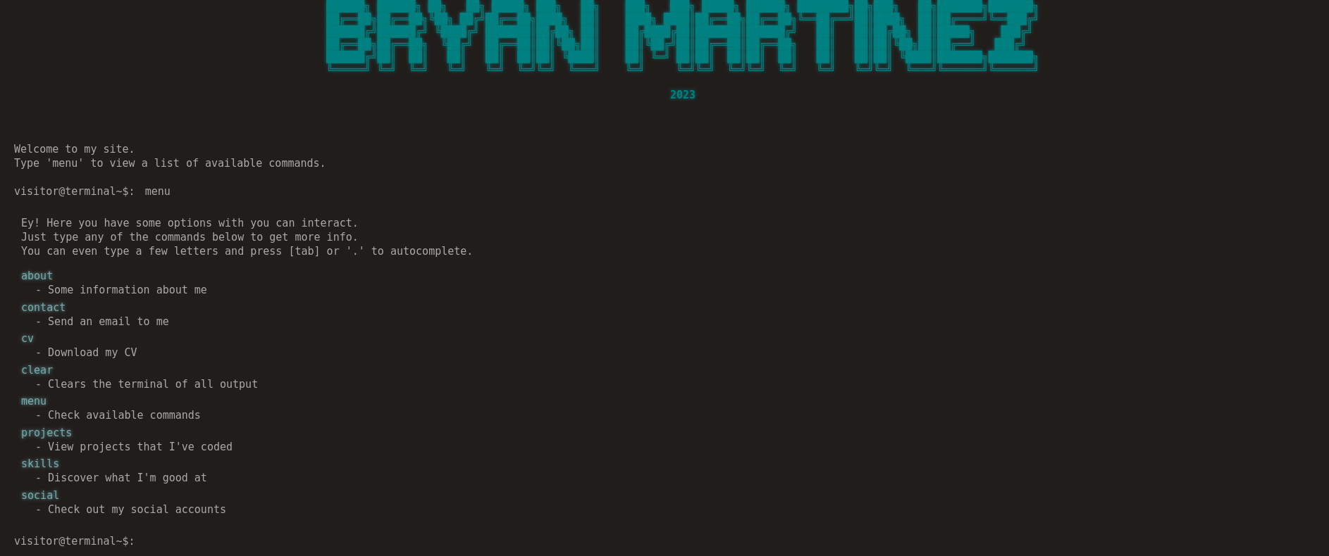 GitHub brymtz/terminalportfolio Portafolio  Bryan Martinez.