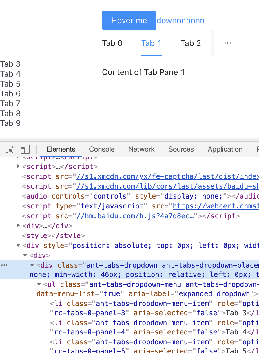  ant tabs dropdown issue 32232 ant design ant
