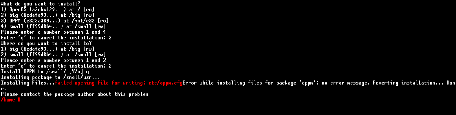 oppm cannot install