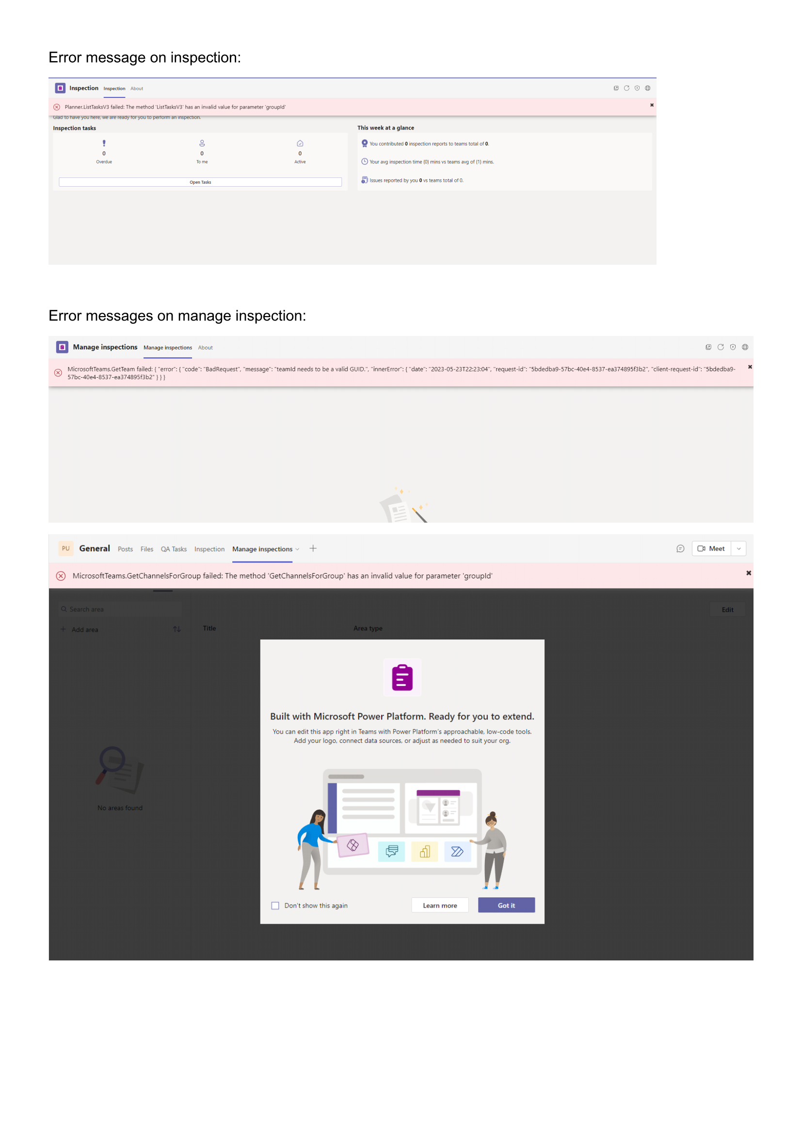 Error Messages Prompt On Inspection App Issue 62 Microsoft Teams Error Messages Prompt On Inspection App Issue 62 Microsoft Teams