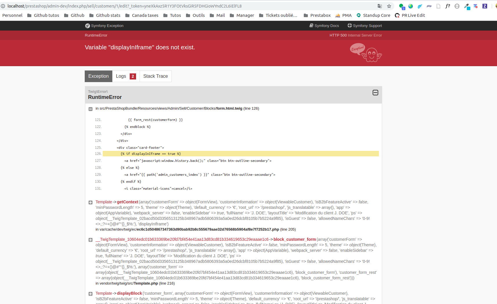 Runtime error on edit customer page · Issue #13101 · PrestaShop ...