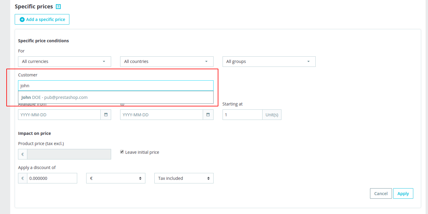 Highlight element in dropdown menus of the product page when using ...