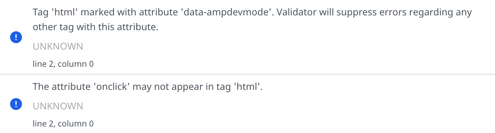 Dev mode on html element does not suppress validation errors for ...
