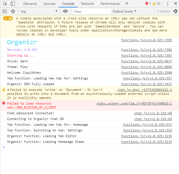 Chat Plugin throws client errors · Issue #1286 · causefx/Organizr · GitHub
