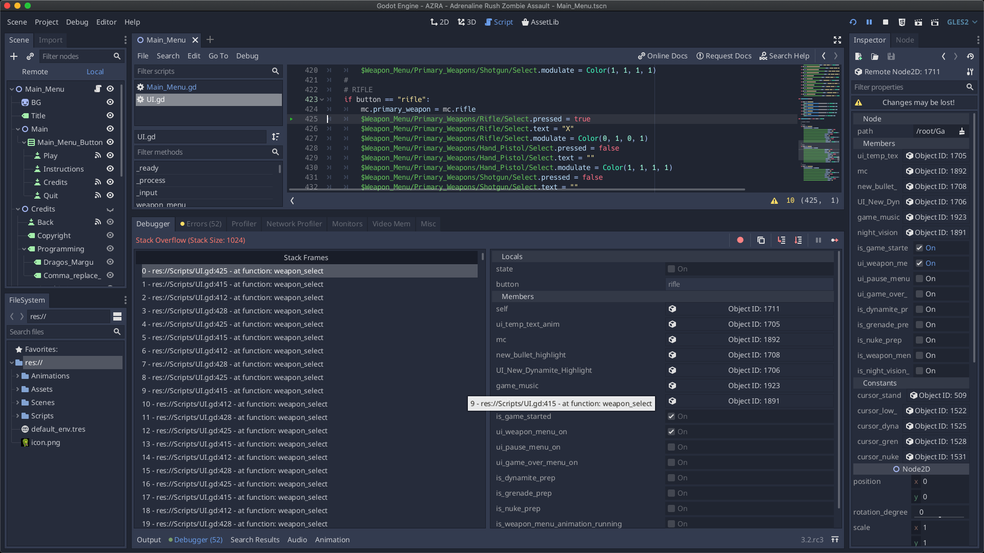 [Godot 3.2 RC 3] Error when calling a function from a button · Issue ...