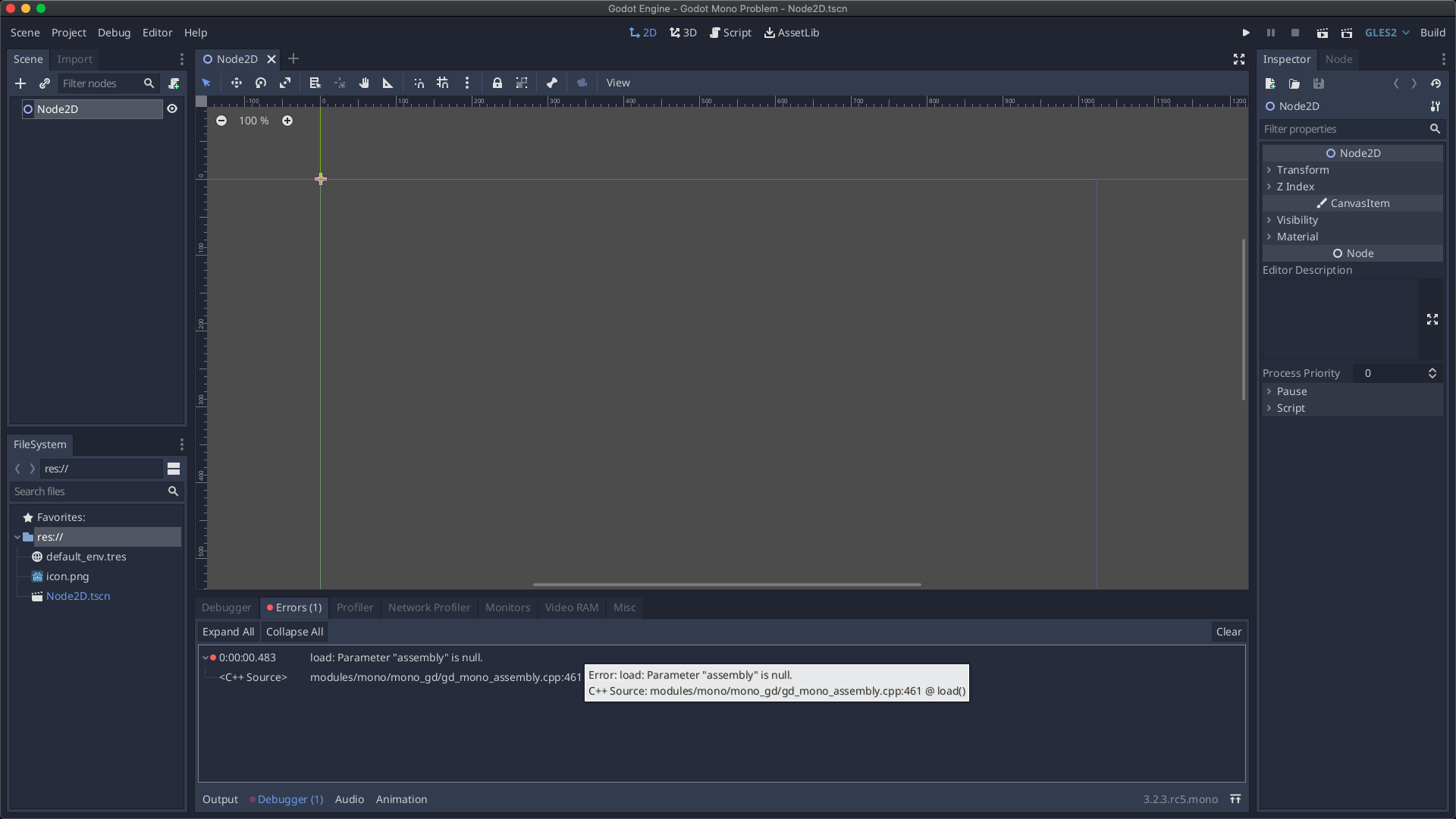 C error on empty project load Parameter "assembly" is null. · Issue