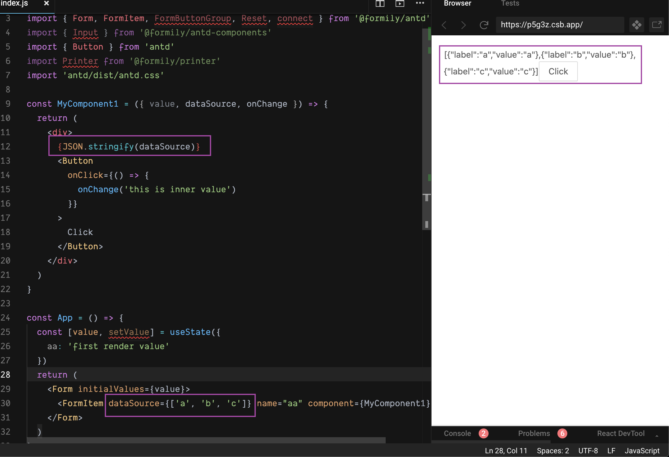 FormItem 的 dataSource 属性会被转换 · Issue #982 · alibaba/formily · GitHub
