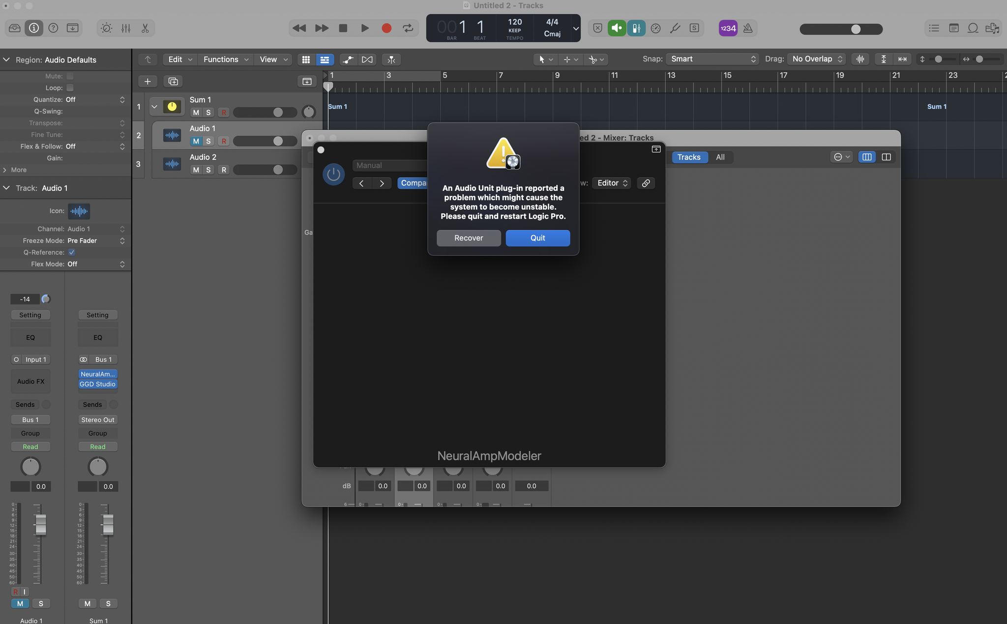 Logic NAM Issue (an audio unit plugin reported a problem) · Issue 259