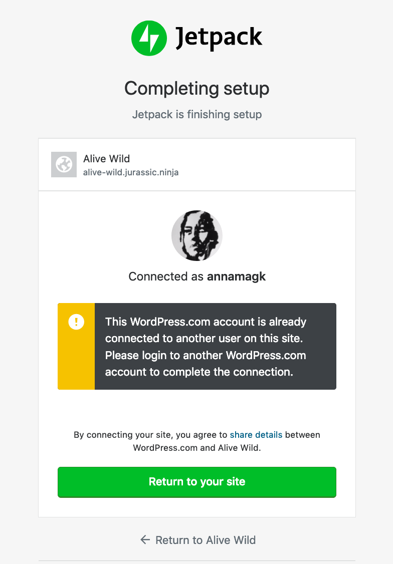 Account already connected to another user