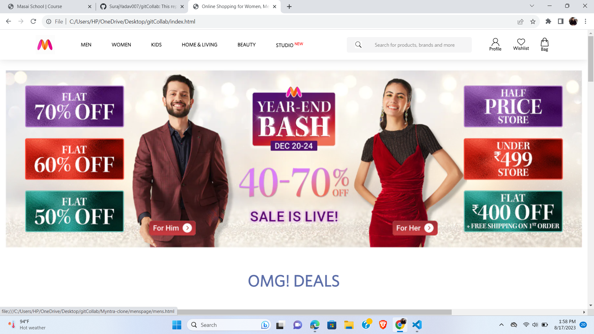 GitHub - himanshuShukla55/myntra-clone: This repo is to git ...