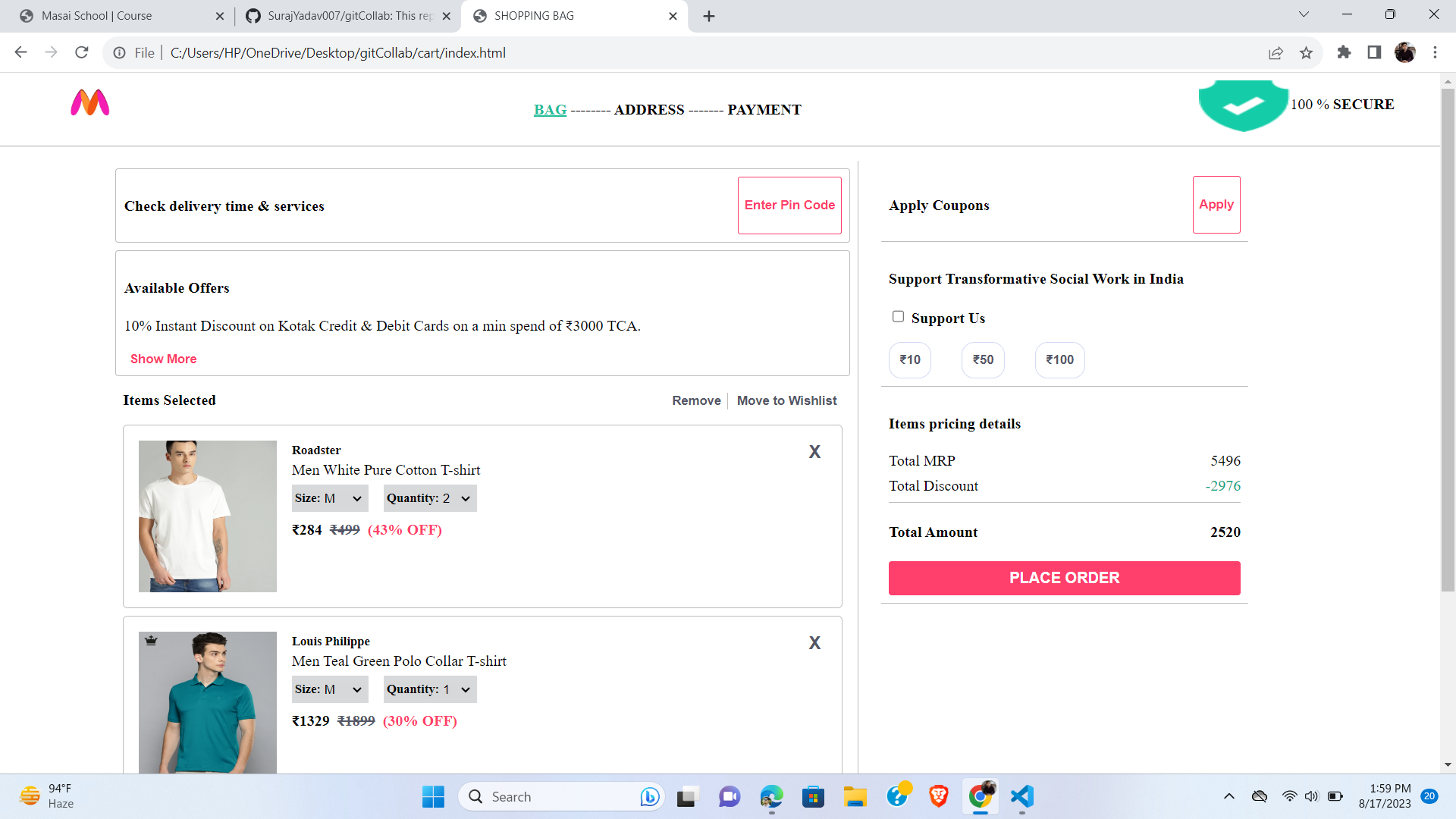 GitHub - himanshuShukla55/myntra-clone: This repo is to git ...