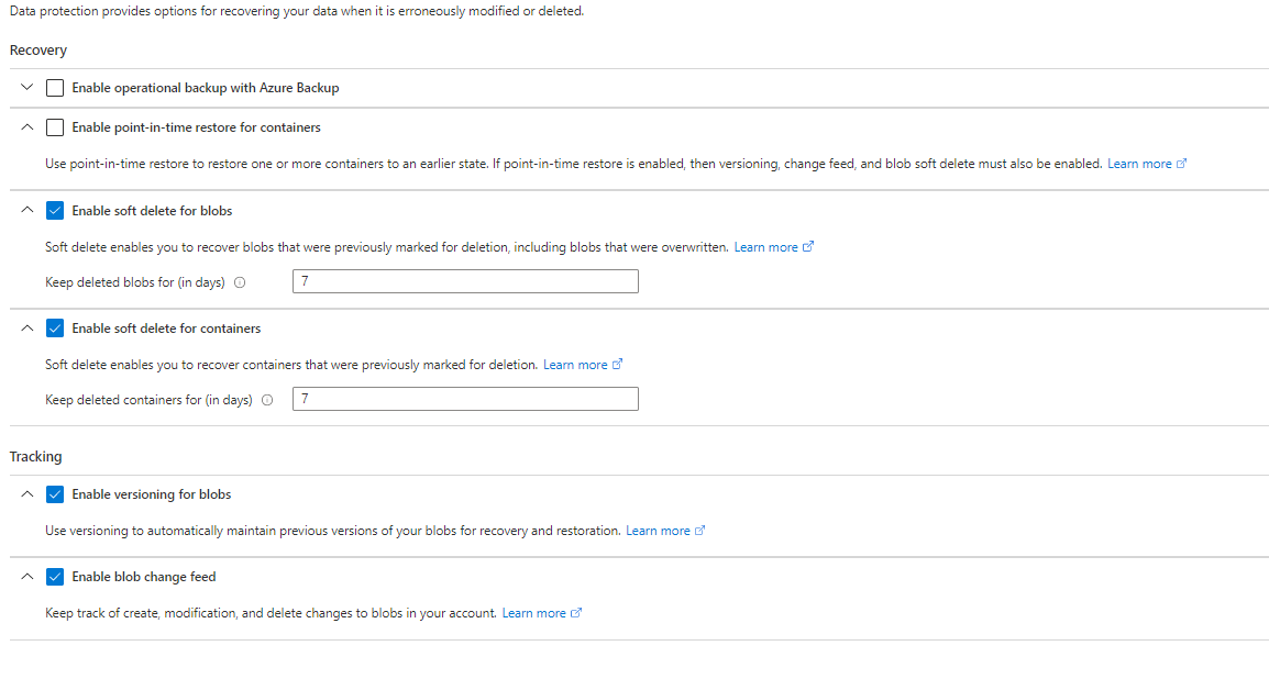 Enable point_in_time_restore_containers for storage account · Issue