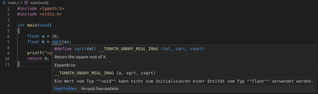 Intellisense broken for functions in tgmath, e.g. sqrt · Issue #5337 ...
