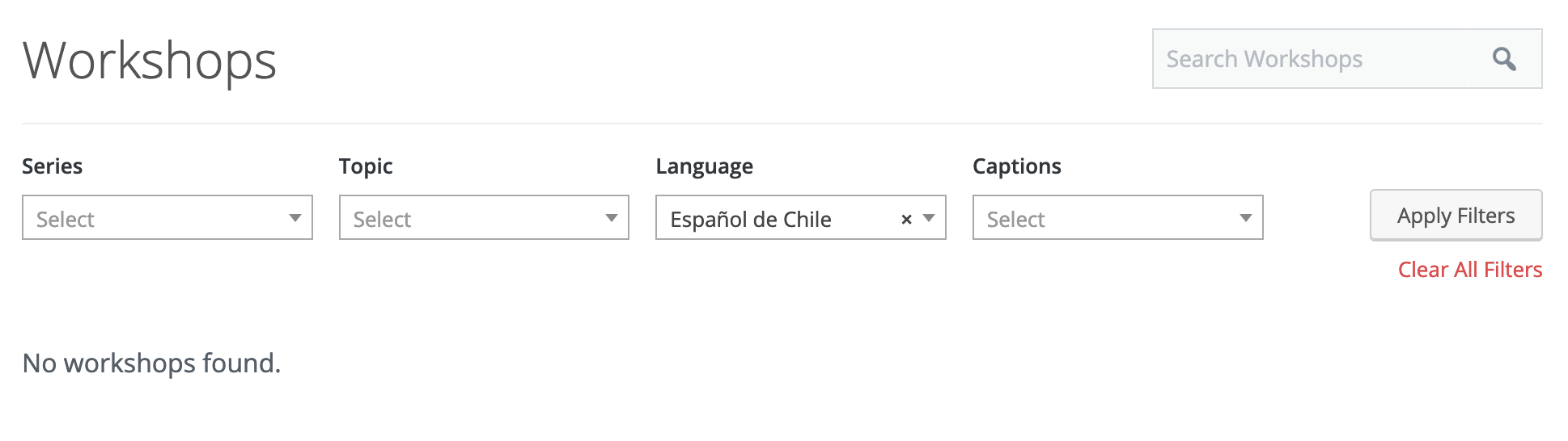 Workshop language filters should only display when a workshop is ...