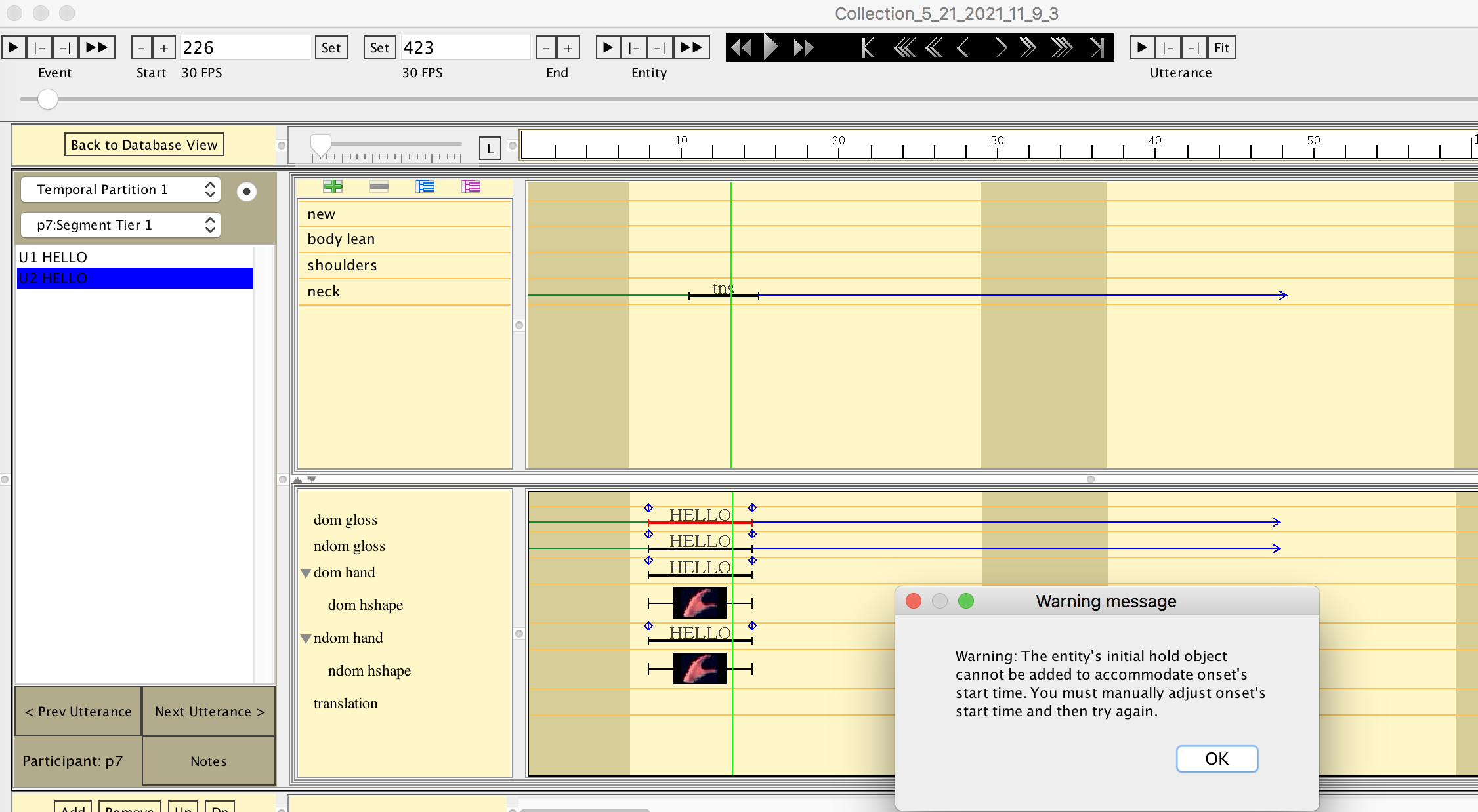 Adding onsets and offsets not working properly these are created way