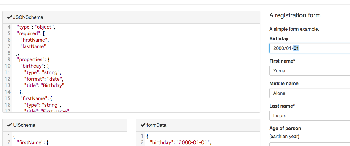 Build JSON by HTML input form with pre defined JSON schema ( react ...