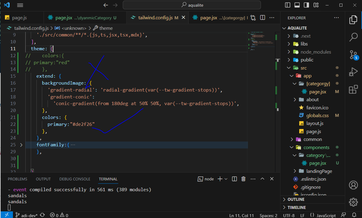 Custom colors in my tailwind.config.js file not showing on page ...