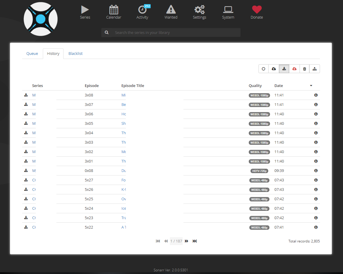 activity-history filter
