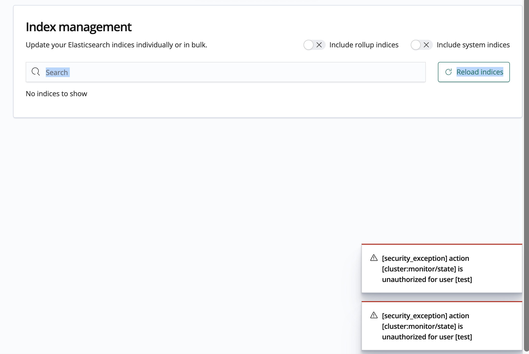 [Bug] Index management with wrong permission - improve the UX · Issue ...