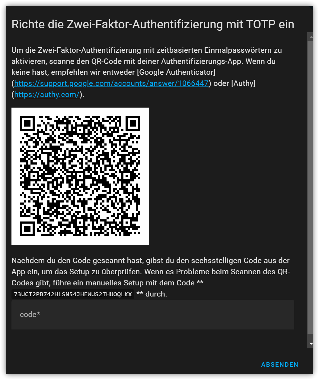 Show 2FA token in plain text below QR code · Issue #4006 · kimai/kimai ...
