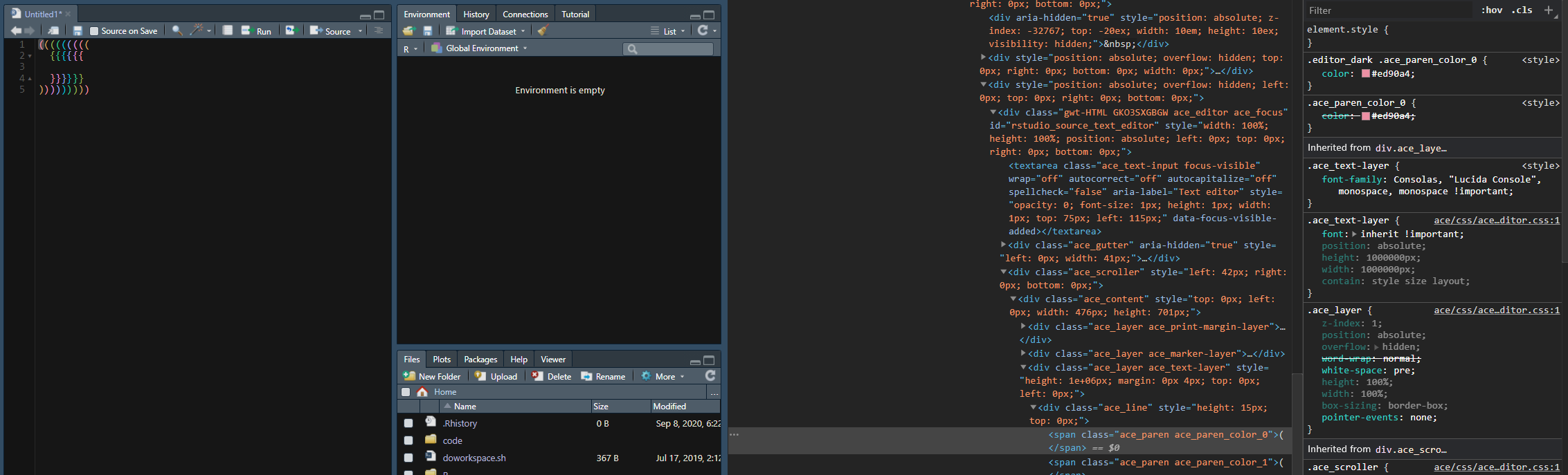 Enhancement Colour matched parenthesis/braces · Issue 1888 · rstudio/rstudio · GitHub