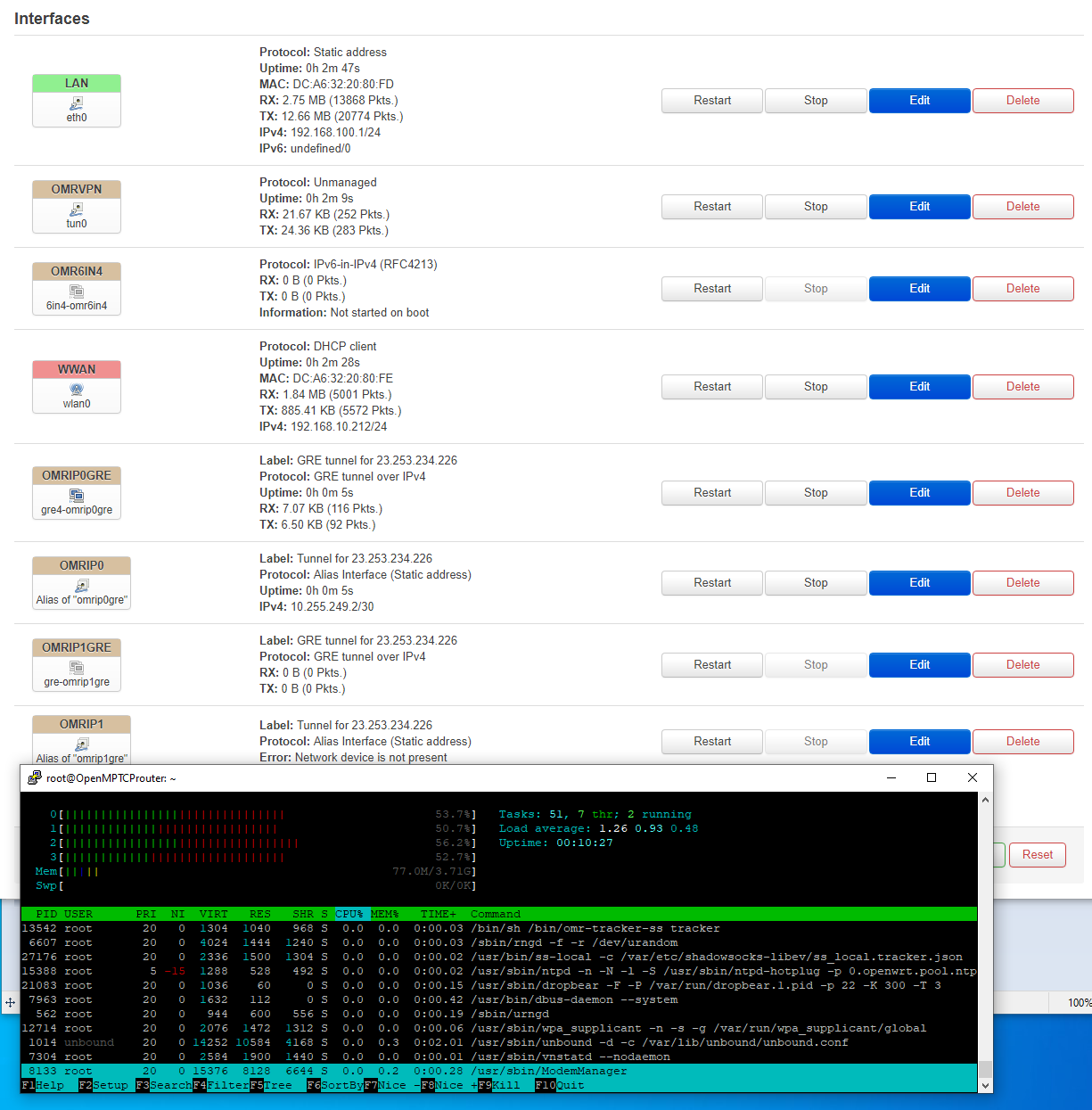 High CPU with GRE UP · Issue #1498 · Ysurac/openmptcprouter · GitHub