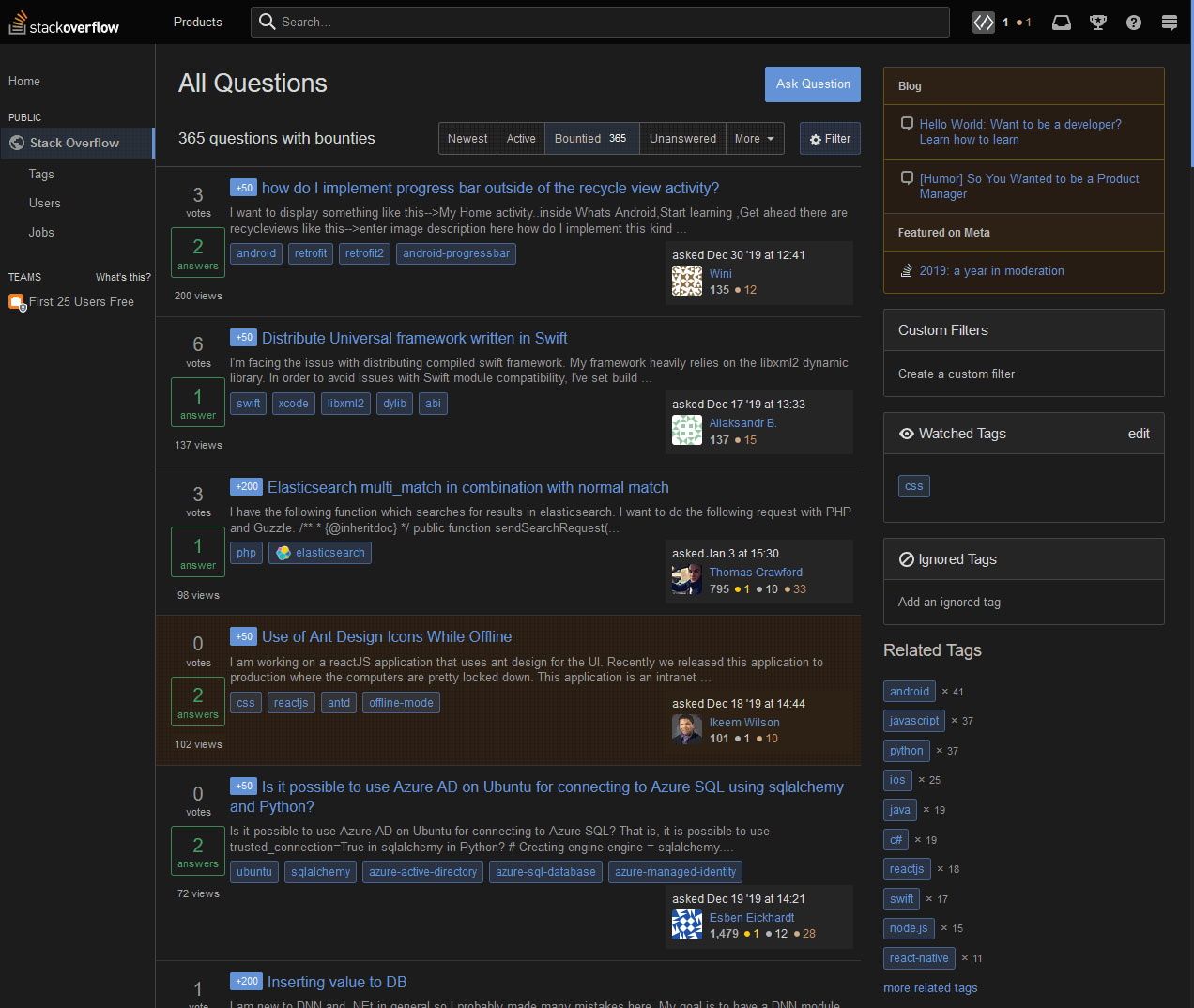Stack Overflow Dark screenshot