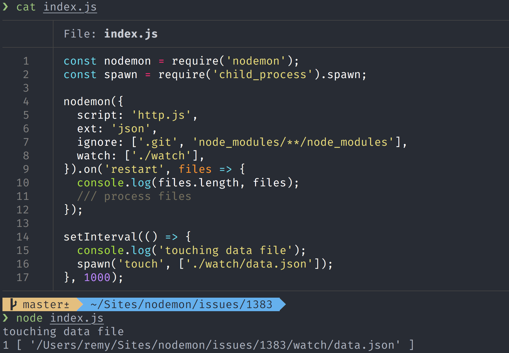 How can I get changed files in script? · Issue #1383 · remy/nodemon ...