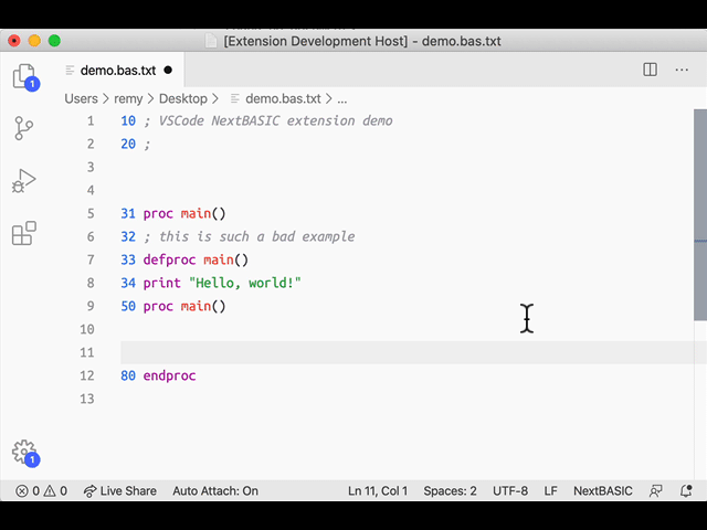 vscode-nextbasic demo