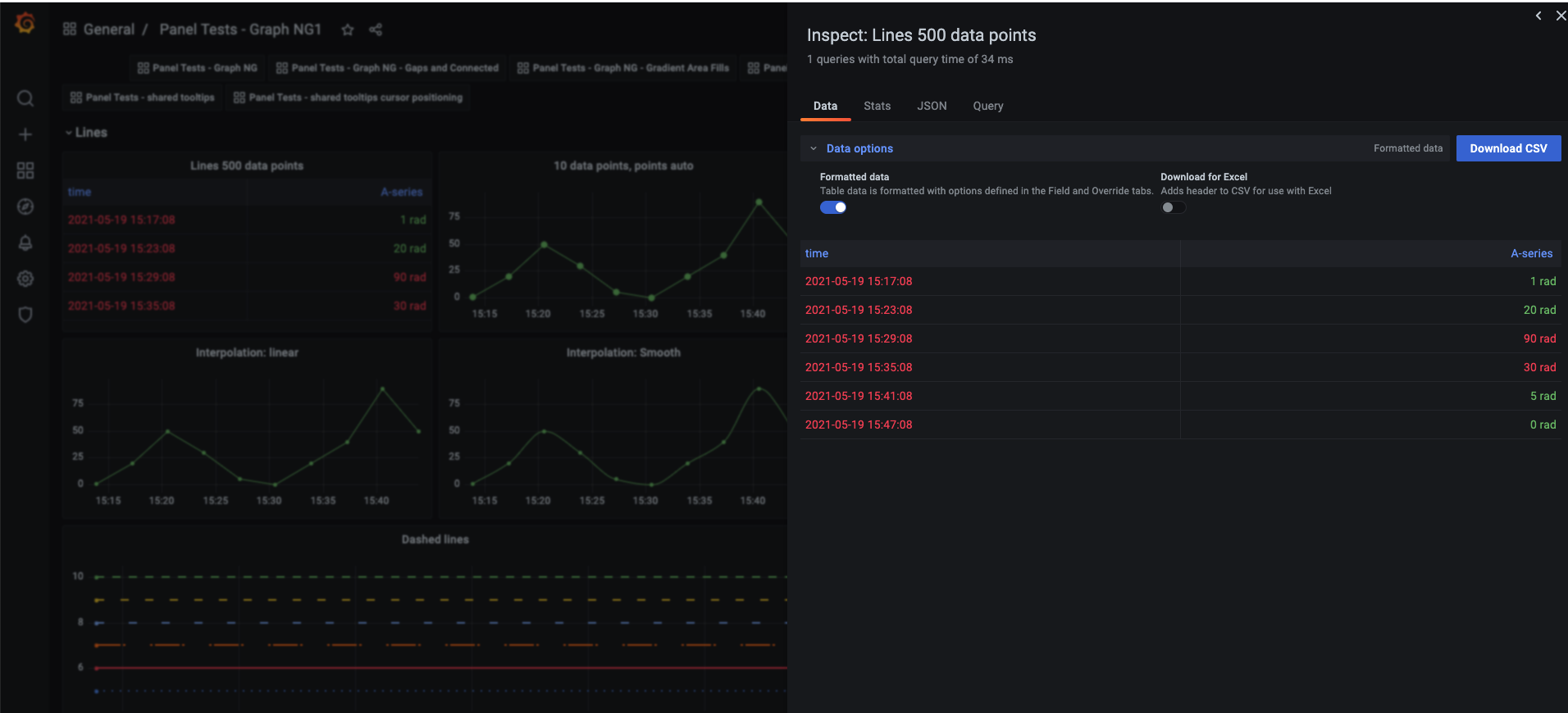 Table data export add option to include overrides and thresholds · Issue 34298 · grafana