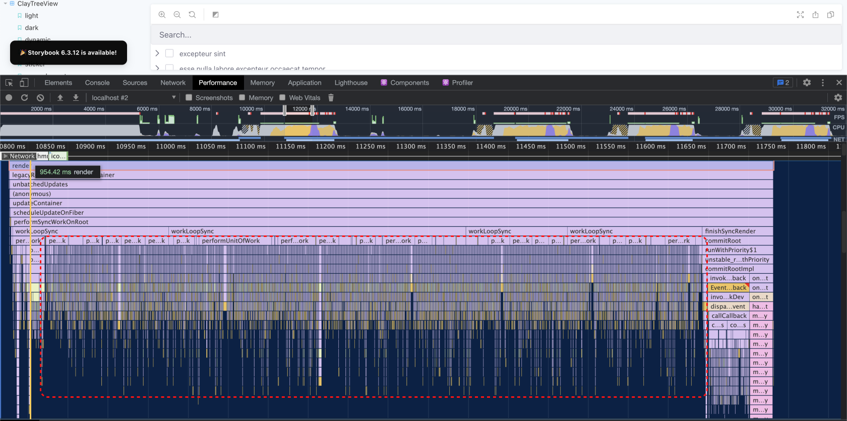Tracing initial rendering