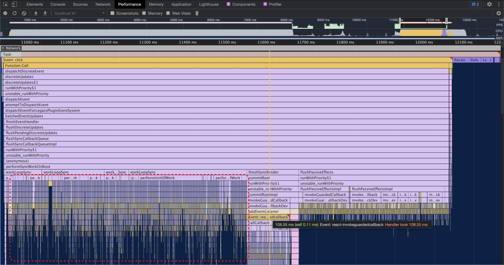 Tracing select a node