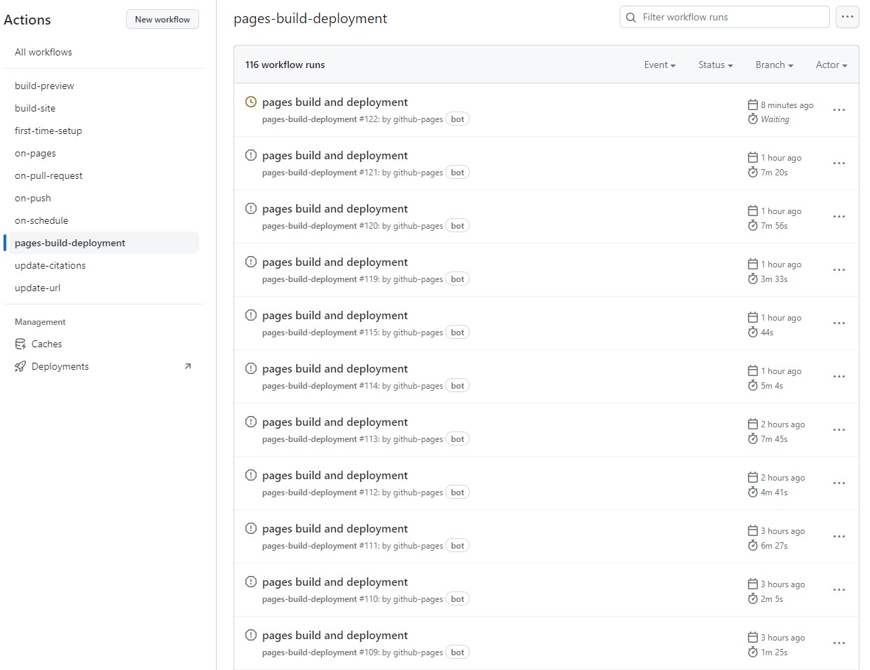 pages build and deployment problem · greenelab labwebsitetemplate